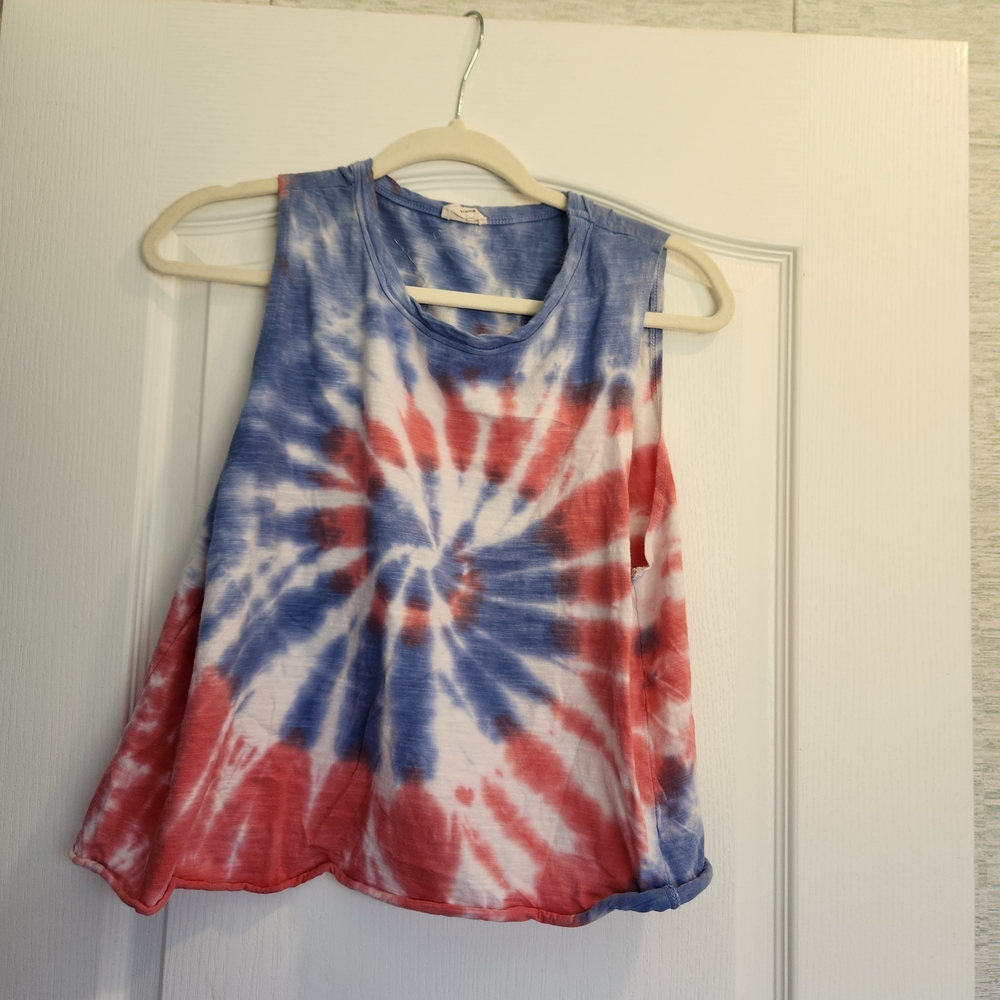 Tie-Dye Sleeveless Top - Red and Blue